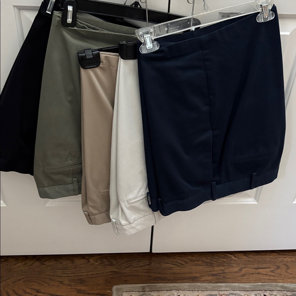 Lands' End Men's Flat Front Shorts - Black, Olive, Beige, White, Navy